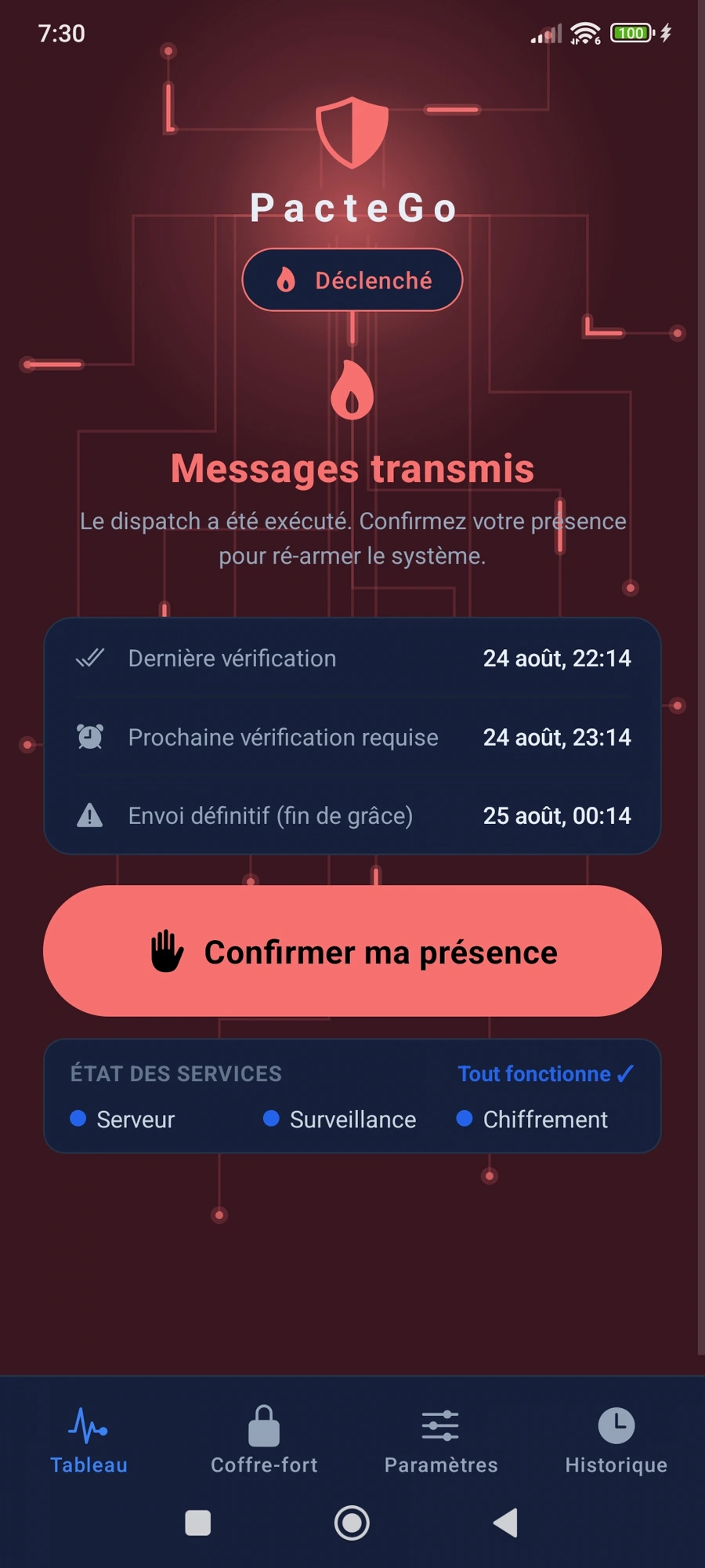 PacteGo — 🔴 Messages transmis
